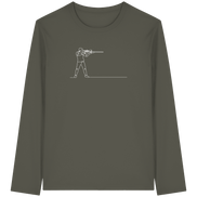 James Hunter - Nature and Beyond Unisex-Shirts Khaki / XS Minimalist Hunter with Rifle - Organic Longsleeve T-Shirt