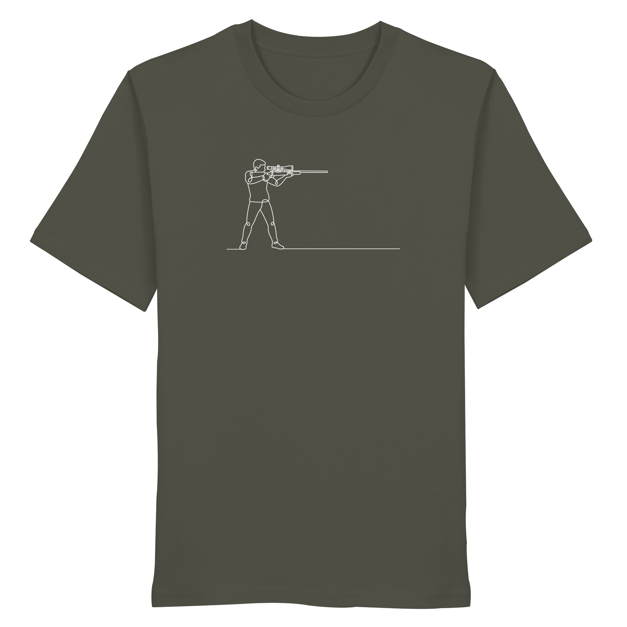 James Hunter - Nature and Beyond Unisex-Shirts Khaki / XS Minimalist Hunter with Rifle - Organic Shirt