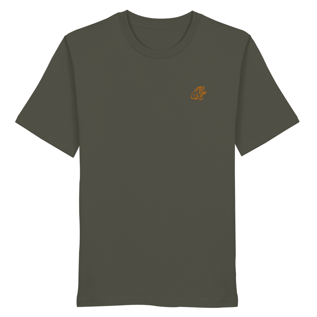 James Hunter - Nature and Beyond Unisex-Shirts Khaki / XS Resting Boar - Minimalist Chest Emblem (embroidery) - Organic Shirt