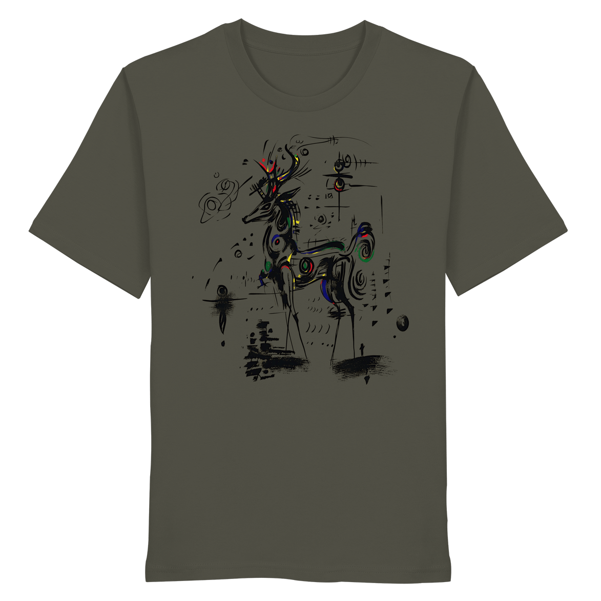 James Hunter - Nature and Beyond Unisex-Shirts Khaki / XS Shadow Stag — Art Collection Organic T-Shirt No. 6 - Organic Shirt