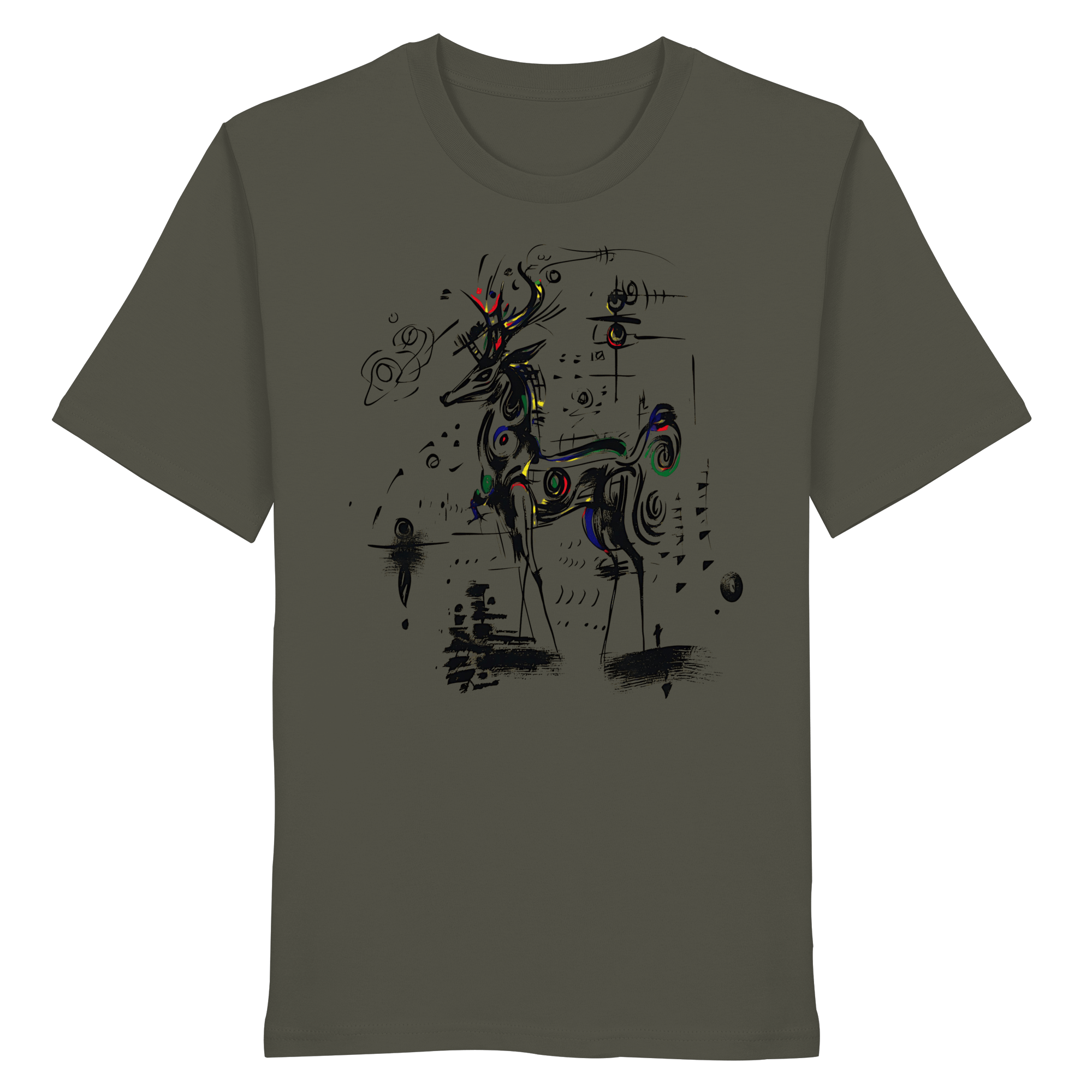 James Hunter - Nature and Beyond Unisex-Shirts Khaki / XS Shadow Stag — Art Collection Organic T-Shirt No. 6 - Organic Shirt