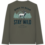 James Hunter - Nature and Beyond Unisex-Shirts Khaki / XS Stay Wild — Born to Roam Organic Longsleeve