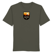 James Hunter - Nature and Beyond Unisex-Shirts Khaki / XS Stay Wild – Sunset Deer Badge - Organic Shirt