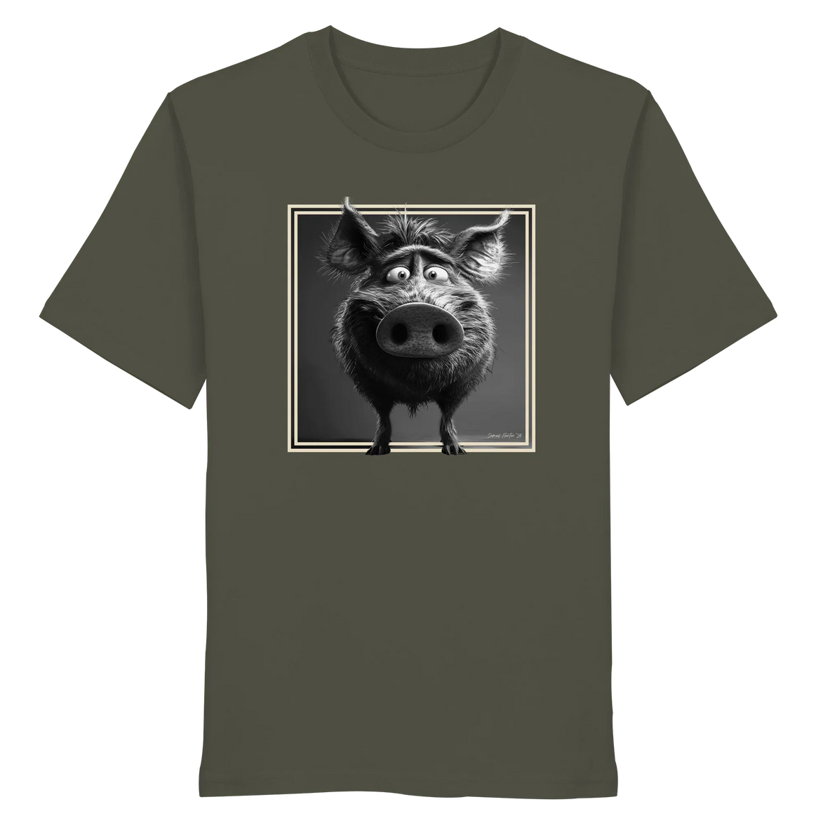 James Hunter - Nature and Beyond Unisex-Shirts Khaki / XS The Stare-Down — Wild Boar Organic T-Shirt 1.0 - Organic Shirt