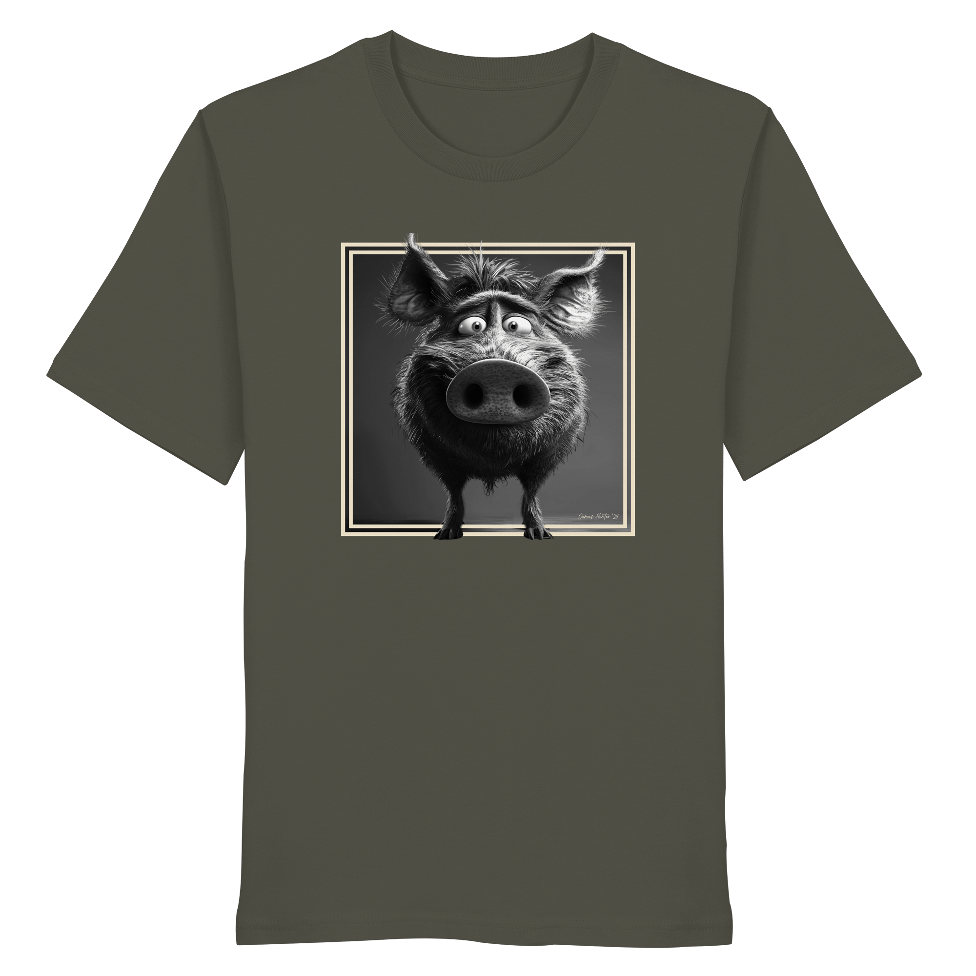 James Hunter - Nature and Beyond Unisex-Shirts Khaki / XS The Stare-Down — Wild Boar Organic T-Shirt 1.0 - Organic Shirt
