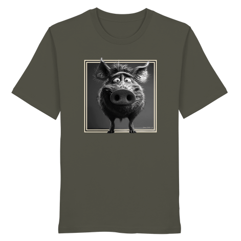 James Hunter - Nature and Beyond Unisex-Shirts Khaki / XS The Stare-Down — Wild Boar Organic T-Shirt 1.0 - Organic Shirt
