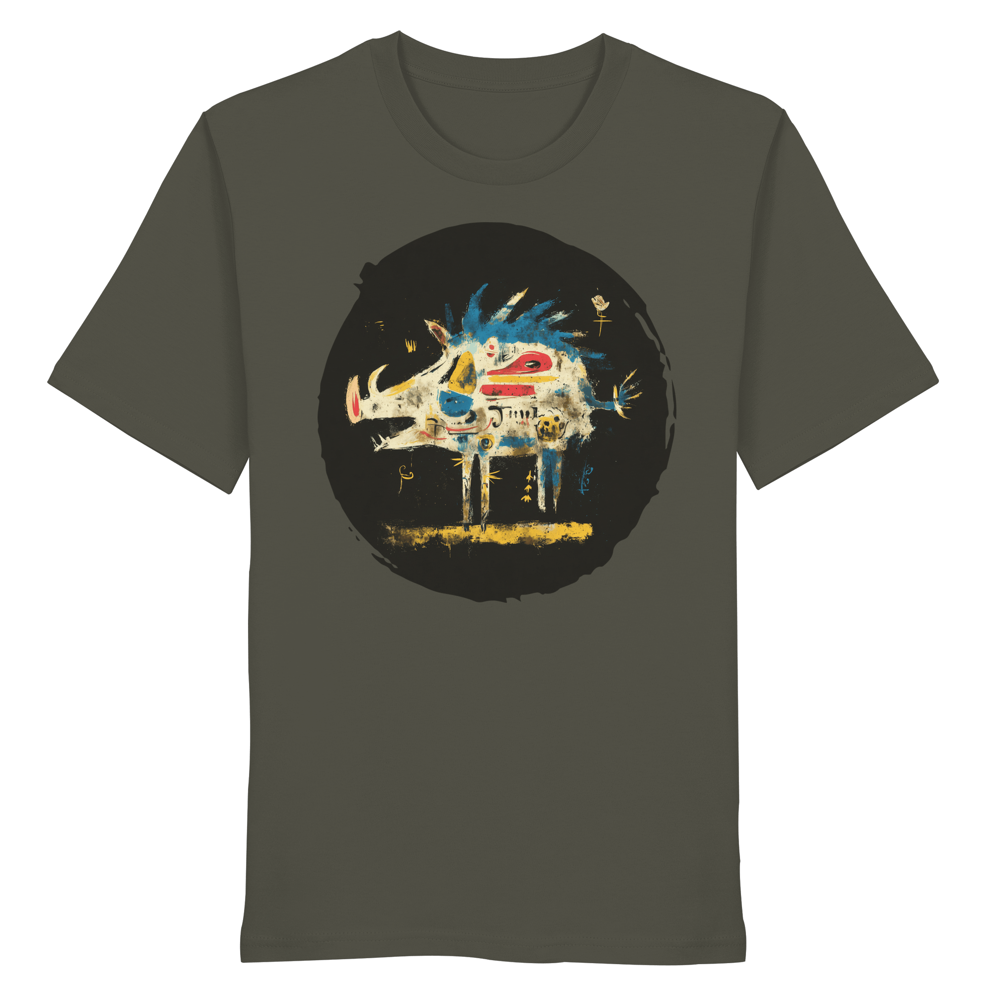 James Hunter - Nature and Beyond Unisex-Shirts Khaki / XS Totem Boar — Art Collection Organic T-Shirt No. 7 - Organic Shirt