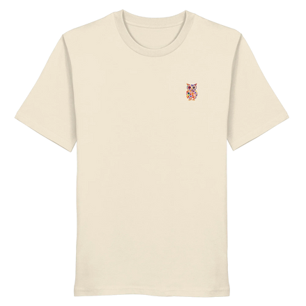 James Hunter - Nature and Beyond Unisex-Shirts Natural Raw / XS Multicolored Owl - Minimalist Frontprint - Organic Shirt