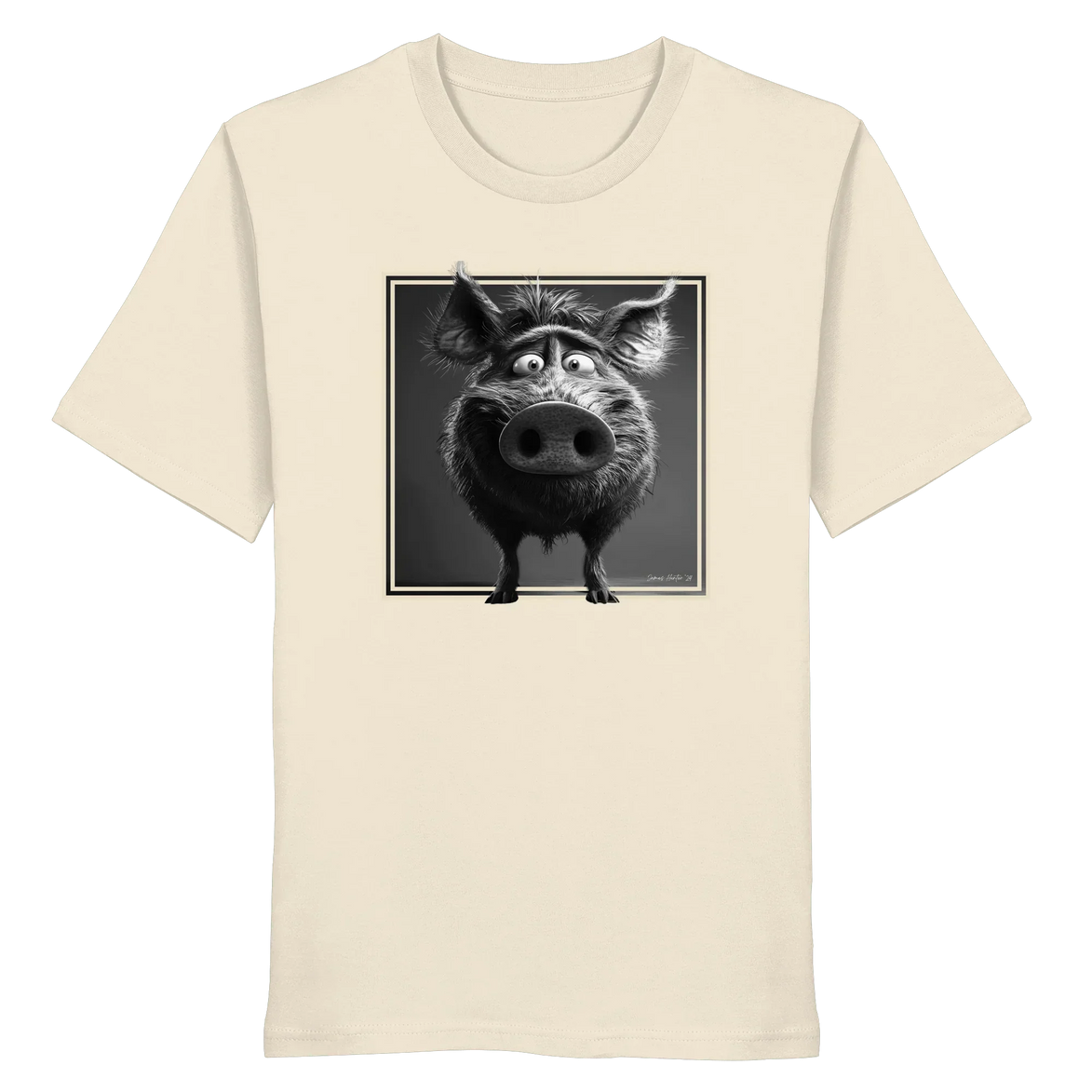 James Hunter - Nature and Beyond Unisex-Shirts Natural Raw / XS The Stare-Down — Wild Boar Organic T-Shirt 1.0 - Organic Shirt