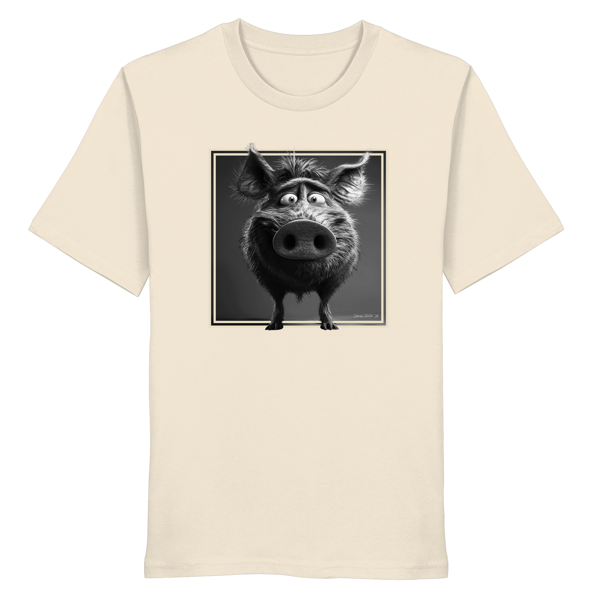 James Hunter - Nature and Beyond Unisex-Shirts Natural Raw / XS The Stare-Down — Wild Boar Organic T-Shirt 1.0 - Organic Shirt