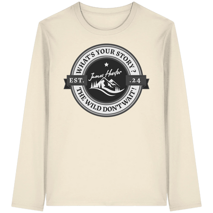 James Hunter - Nature and Beyond Unisex-Shirts Natural Raw / XS What's your Story ? Black/Grey on White - Organic Longsleeve