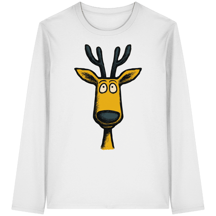 James Hunter - Nature and Beyond Unisex-Shirts White / XS Deer Caricature - Organic Longsleeve T-Shirt