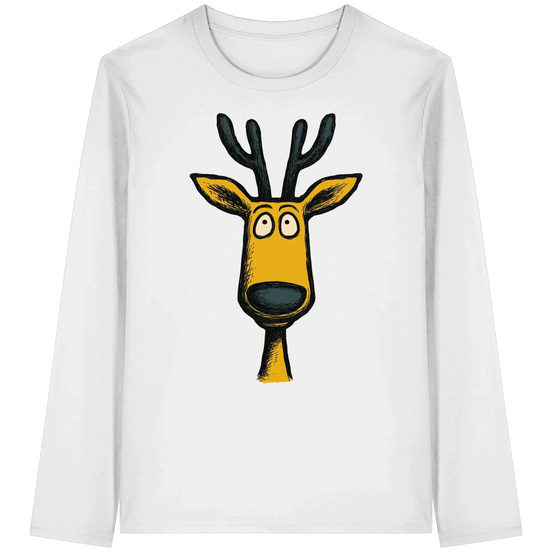 James Hunter - Nature and Beyond Unisex-Shirts White / XS Deer Caricature - Organic Longsleeve T-Shirt