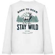 James Hunter - Nature and Beyond Unisex-Shirts White / XS Stay Wild — Born to Roam Organic Longsleeve