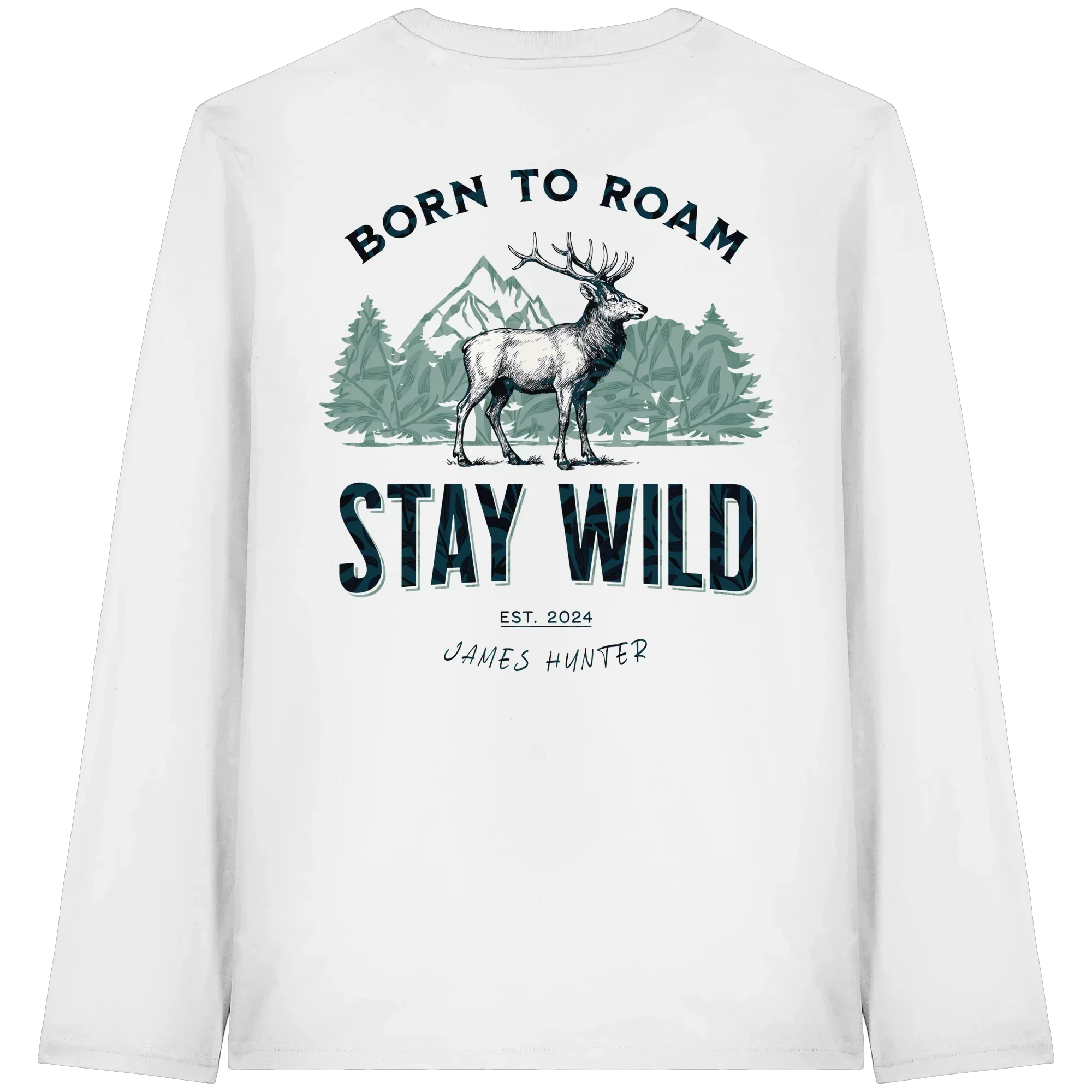 James Hunter - Nature and Beyond Unisex-Shirts White / XS Stay Wild — Born to Roam Organic Longsleeve