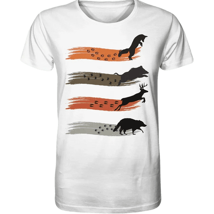 James Hunter - Nature and Beyond Unisex-Shirts White / XS "Tracks of the Wild"  Organic Shirt
