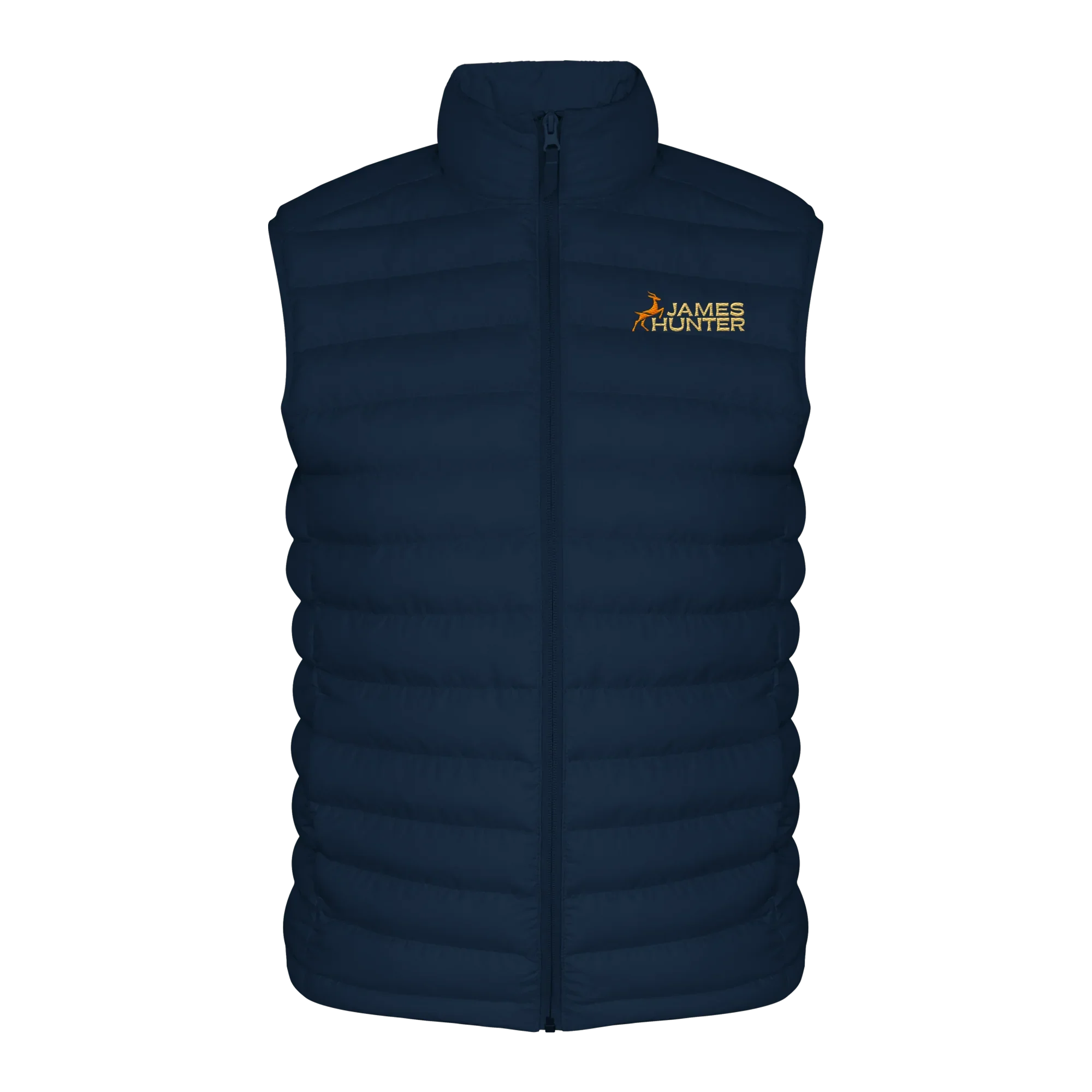 Organic Vest - JH Logo - Orange/Beige/Navy Blue - Organic Bodywarmer - James Hunter - Nature and Beyond