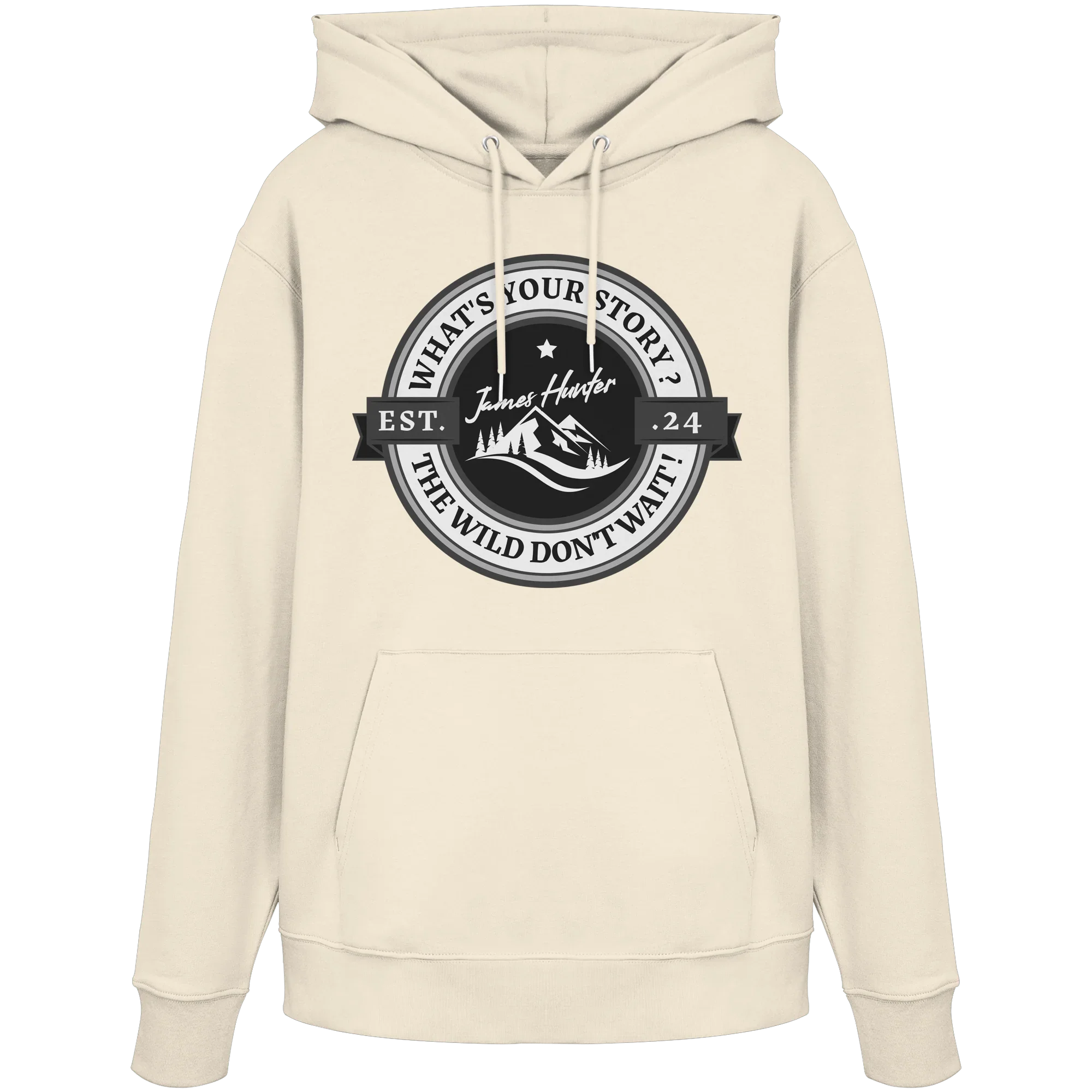 What's your Story ? Black/Grey on White - Organic Hoodie - James Hunter - Nature and Beyond
