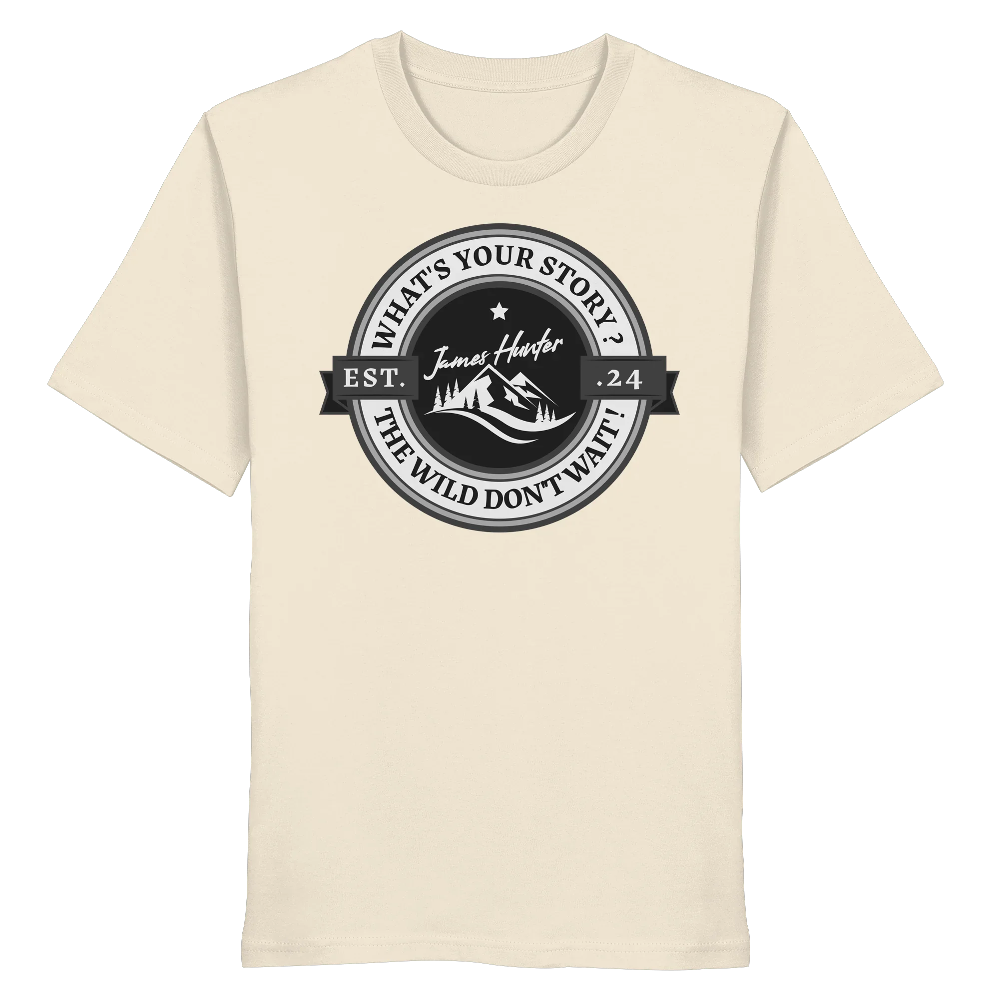 What's your Story ? Black/Grey on White - Organic Shirt - James Hunter - Nature and Beyond