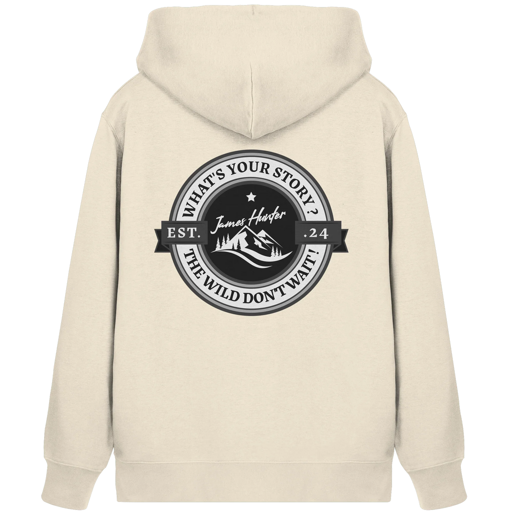 What's your Story ? Black/Grey on White - Organic Zipper - James Hunter - Nature and Beyond