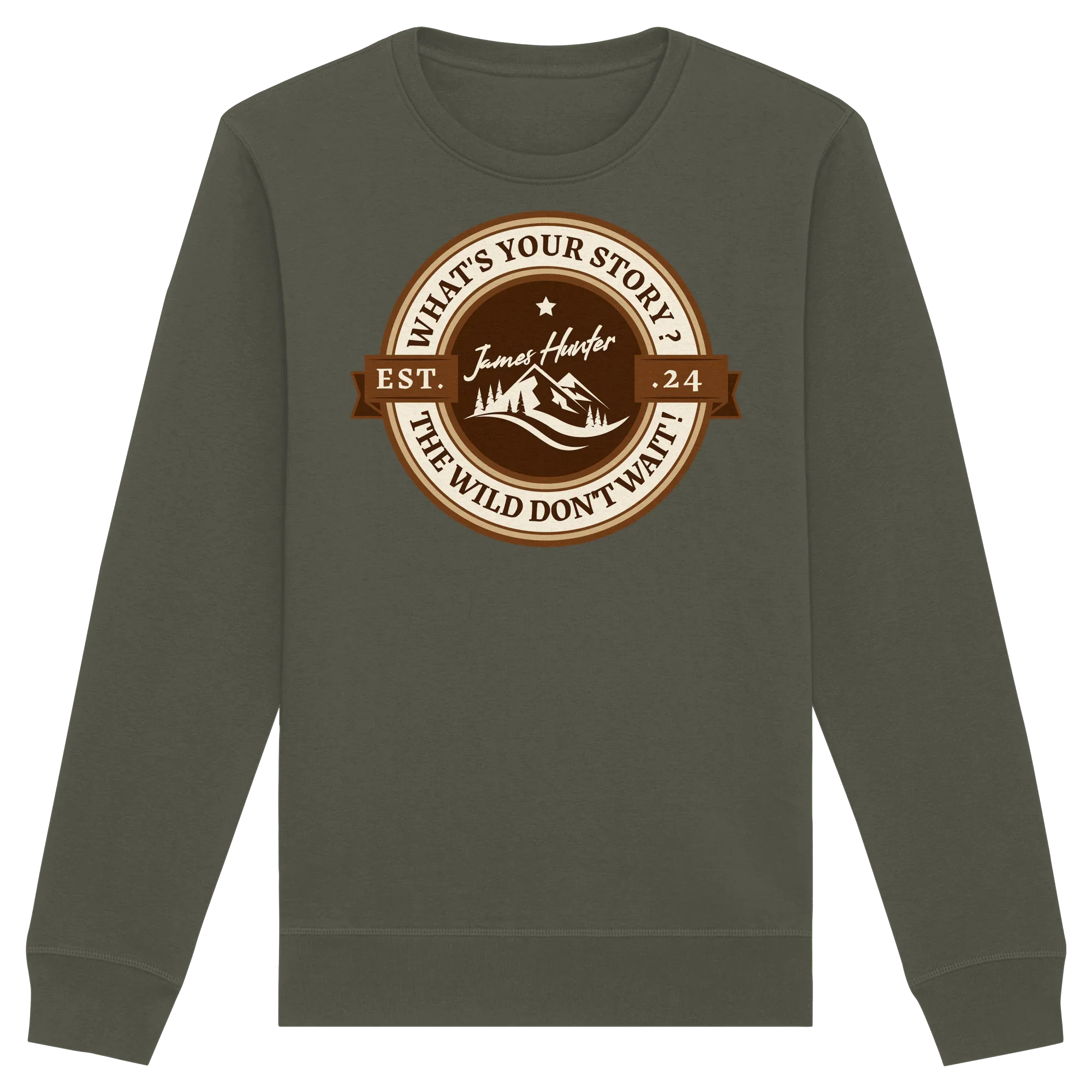 What's your Story ? Brown/Khaki - Organic Unisex Sweatshirt - James Hunter - Nature and Beyond